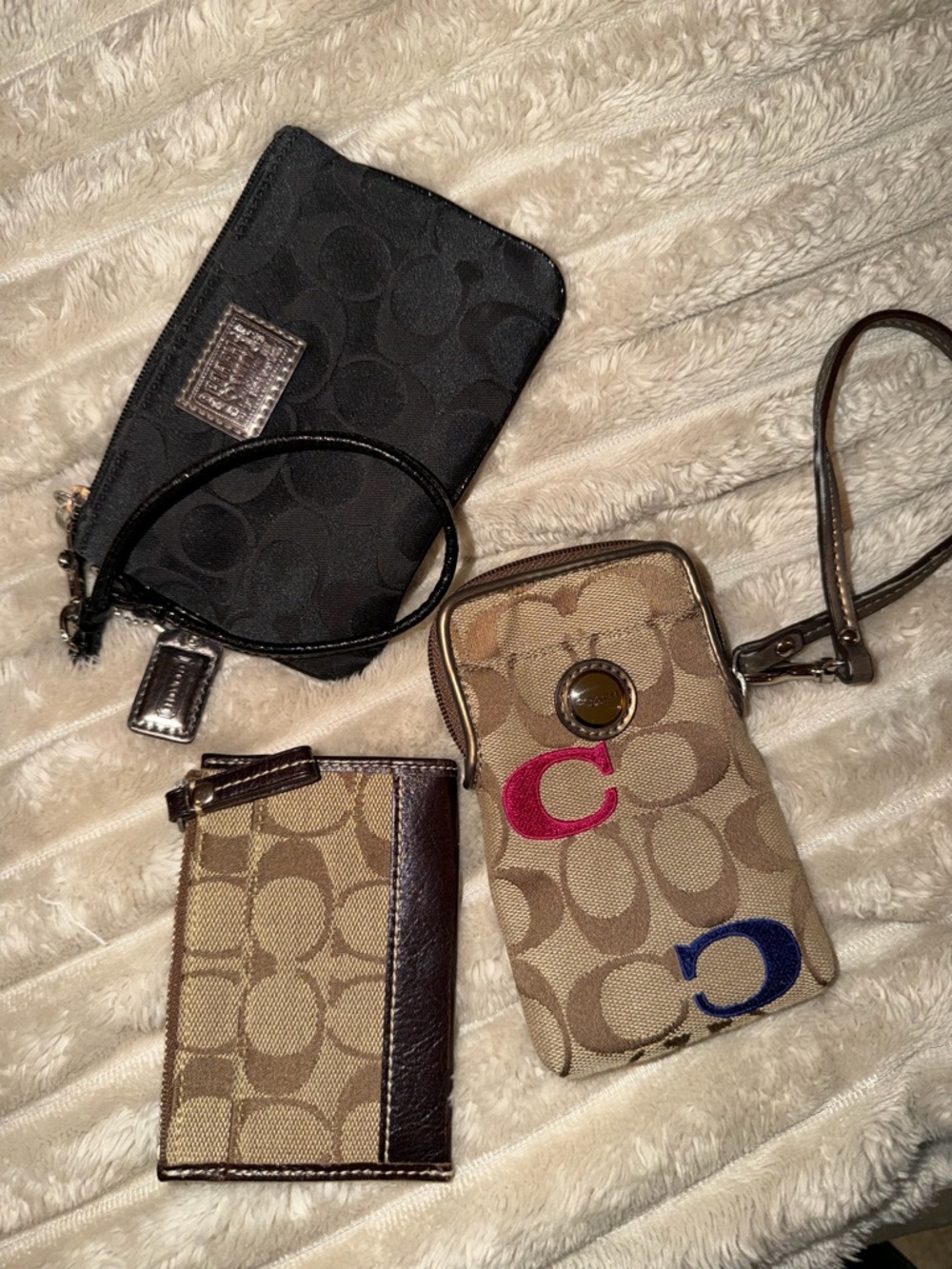 Coach Signature Canvas Brown Crossbody Wristlet Phone Case